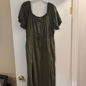 Time and Tru olive green peasant dress